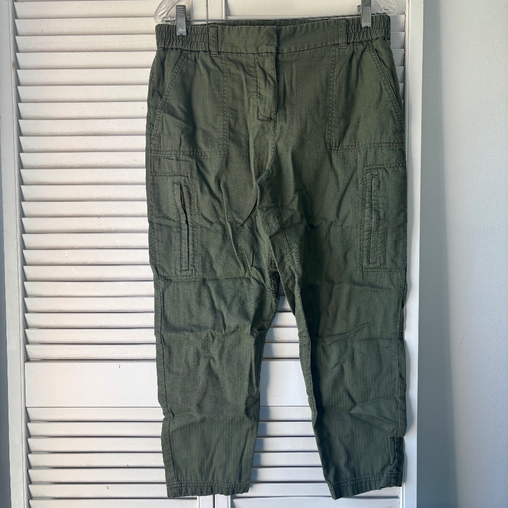 LOFT Olive Green Utility Pants Size 4 100% Cotton Casual Cargo Style